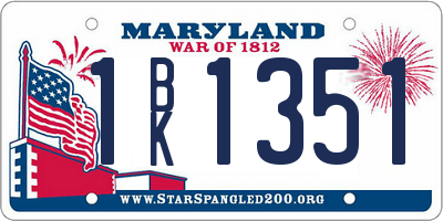 MD license plate 1BK1351