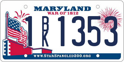 MD license plate 1BK1353