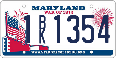 MD license plate 1BK1354
