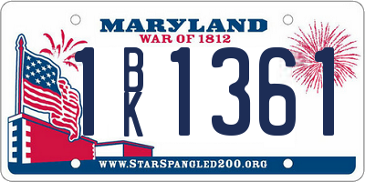 MD license plate 1BK1361