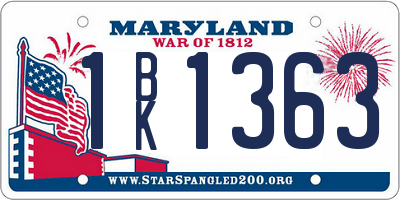 MD license plate 1BK1363