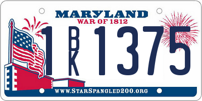 MD license plate 1BK1375