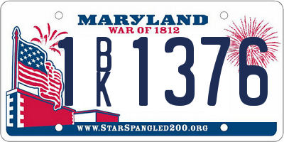 MD license plate 1BK1376