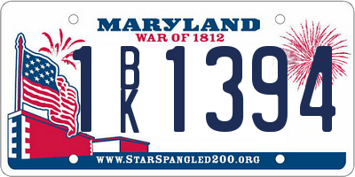 MD license plate 1BK1394