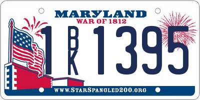 MD license plate 1BK1395