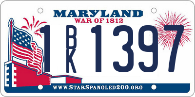 MD license plate 1BK1397