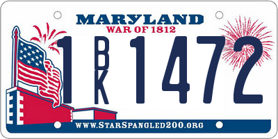 MD license plate 1BK1472