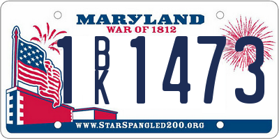 MD license plate 1BK1473