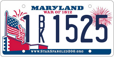 MD license plate 1BK1525