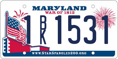 MD license plate 1BK1531