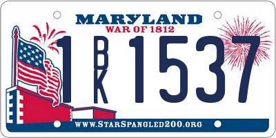 MD license plate 1BK1537
