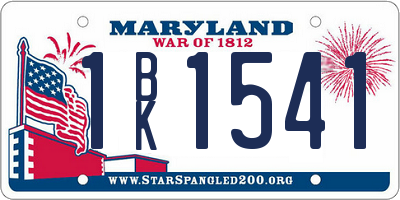 MD license plate 1BK1541