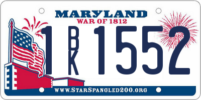 MD license plate 1BK1552