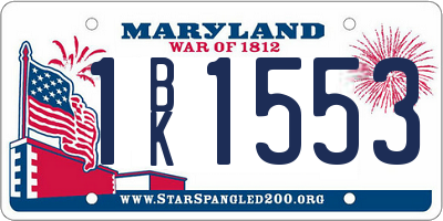 MD license plate 1BK1553