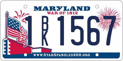 MD license plate 1BK1567