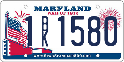 MD license plate 1BK1580