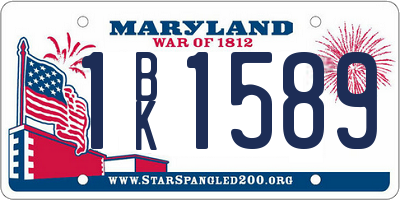 MD license plate 1BK1589