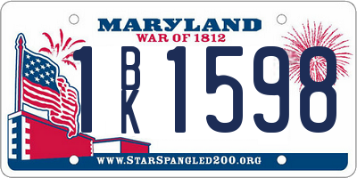 MD license plate 1BK1598