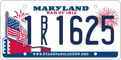 MD license plate 1BK1625