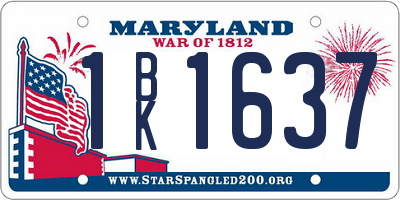MD license plate 1BK1637