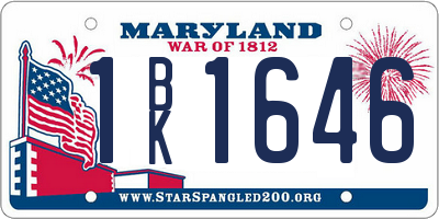 MD license plate 1BK1646