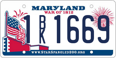 MD license plate 1BK1669