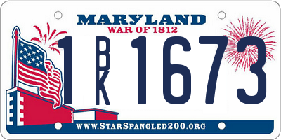 MD license plate 1BK1673