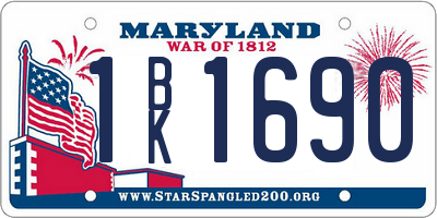 MD license plate 1BK1690