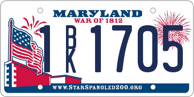 MD license plate 1BK1705