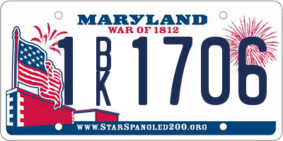 MD license plate 1BK1706