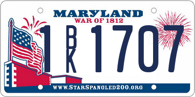 MD license plate 1BK1707
