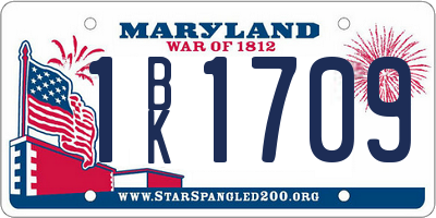 MD license plate 1BK1709