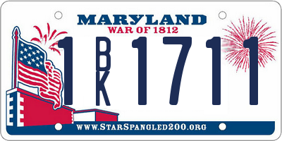 MD license plate 1BK1711
