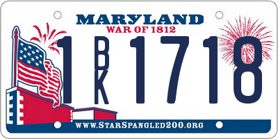MD license plate 1BK1718