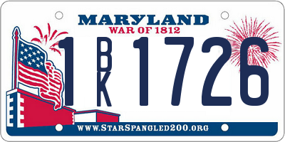 MD license plate 1BK1726