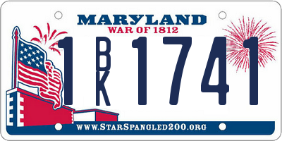 MD license plate 1BK1741