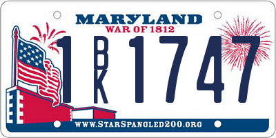 MD license plate 1BK1747