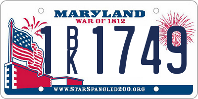 MD license plate 1BK1749