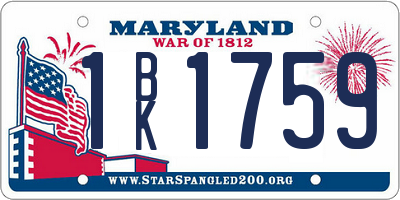 MD license plate 1BK1759