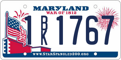 MD license plate 1BK1767