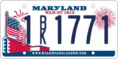 MD license plate 1BK1771