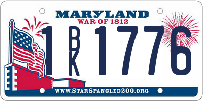 MD license plate 1BK1776