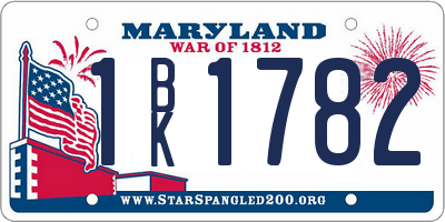MD license plate 1BK1782
