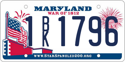 MD license plate 1BK1796