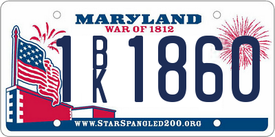 MD license plate 1BK1860