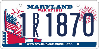 MD license plate 1BK1870