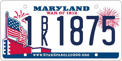 MD license plate 1BK1875