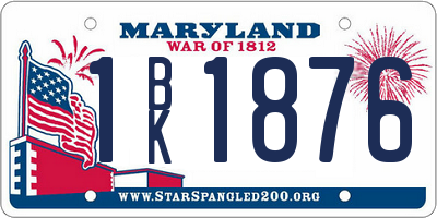 MD license plate 1BK1876