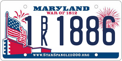 MD license plate 1BK1886