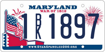 MD license plate 1BK1897